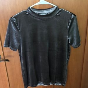 Zara Grey Velvet T Shirt